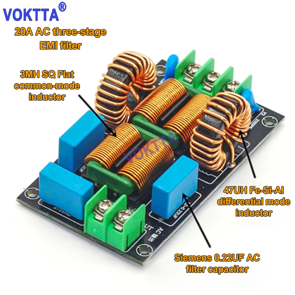 Power Filter Board EMI Filter AC Mains Purification HiFi Audio Amplifier Power Filtering Module 10A 20A 4A AC to AC 110-250V