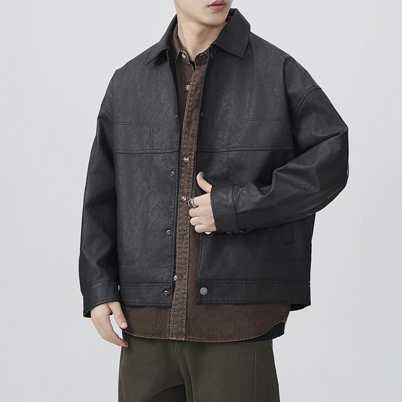 High Quality New Men Lapel Retro Spring Autumn Loose Coat