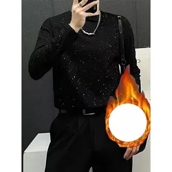 Autumn KPOP Fashion Style Harajuku Slim Fit Tshirts Loose Casual All Match Undershirt Korean Style Sequins Long Sleeve T-shirts