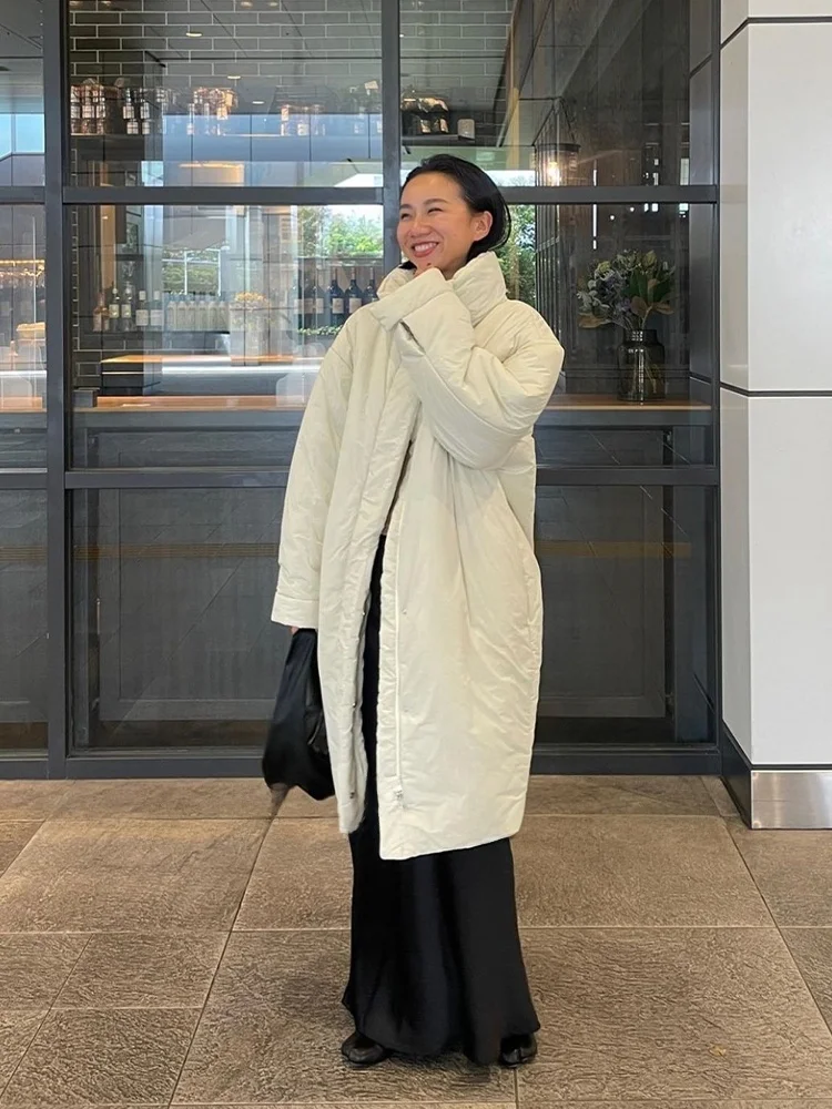 

Классическая женская пуховая куртка средней длины с воротником-стойкой, свободного кроя, осенне-зимняя, новинка, модная, универсальный размер