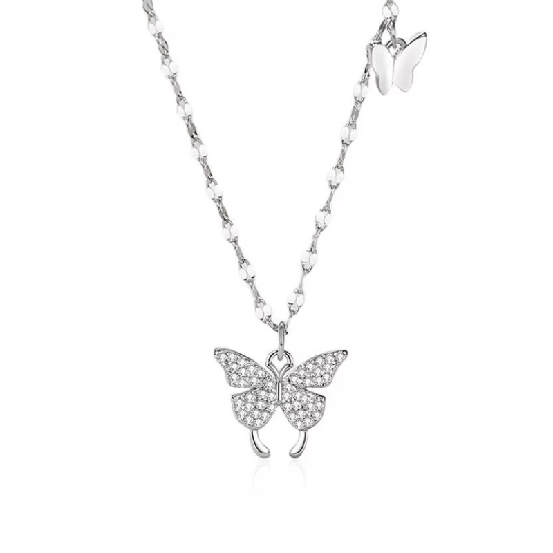 

999 foot silver necklace women's new popular light luxury high-end collarbone chain
