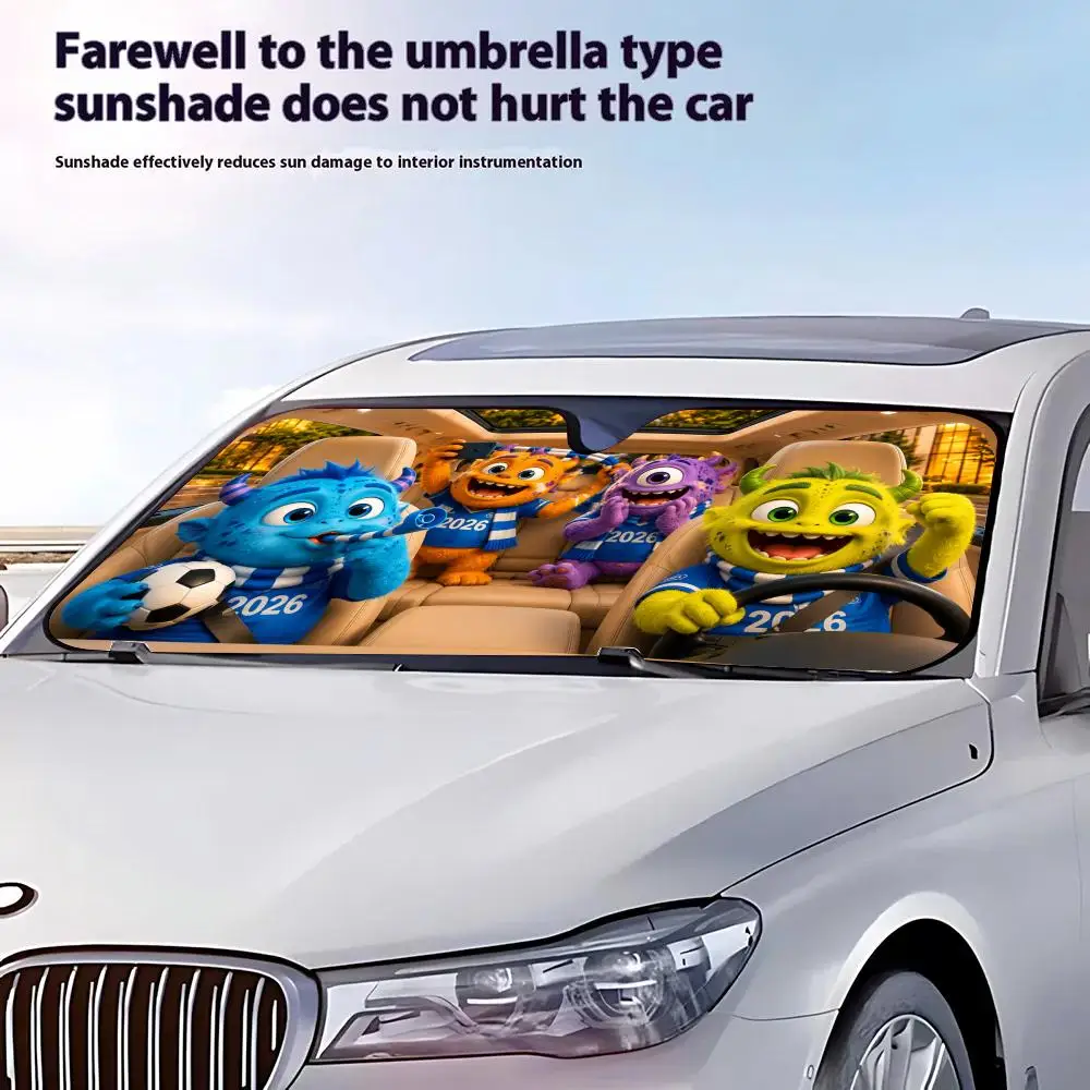 Monster Fan HSoccer Ball Sun Visor Retractable Car Sun Visor Anti-Glare UV Protection Front Window Sunshade