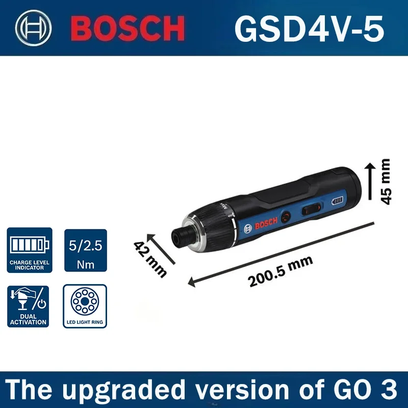 Bosch GSD4V-5 3.6V Cordless Electric Screwdriver, Precision Screwdriver Compact Power Tool for Electronics Repair & DIY Assembly