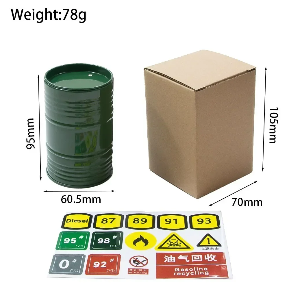 Baril d'huile de Simulation en métal, baril d'outil, porte-stylo pour voiture sur chenilles 1/10 1/8 Rc Trx4 Trx6 D90 Axial Scx10 90046