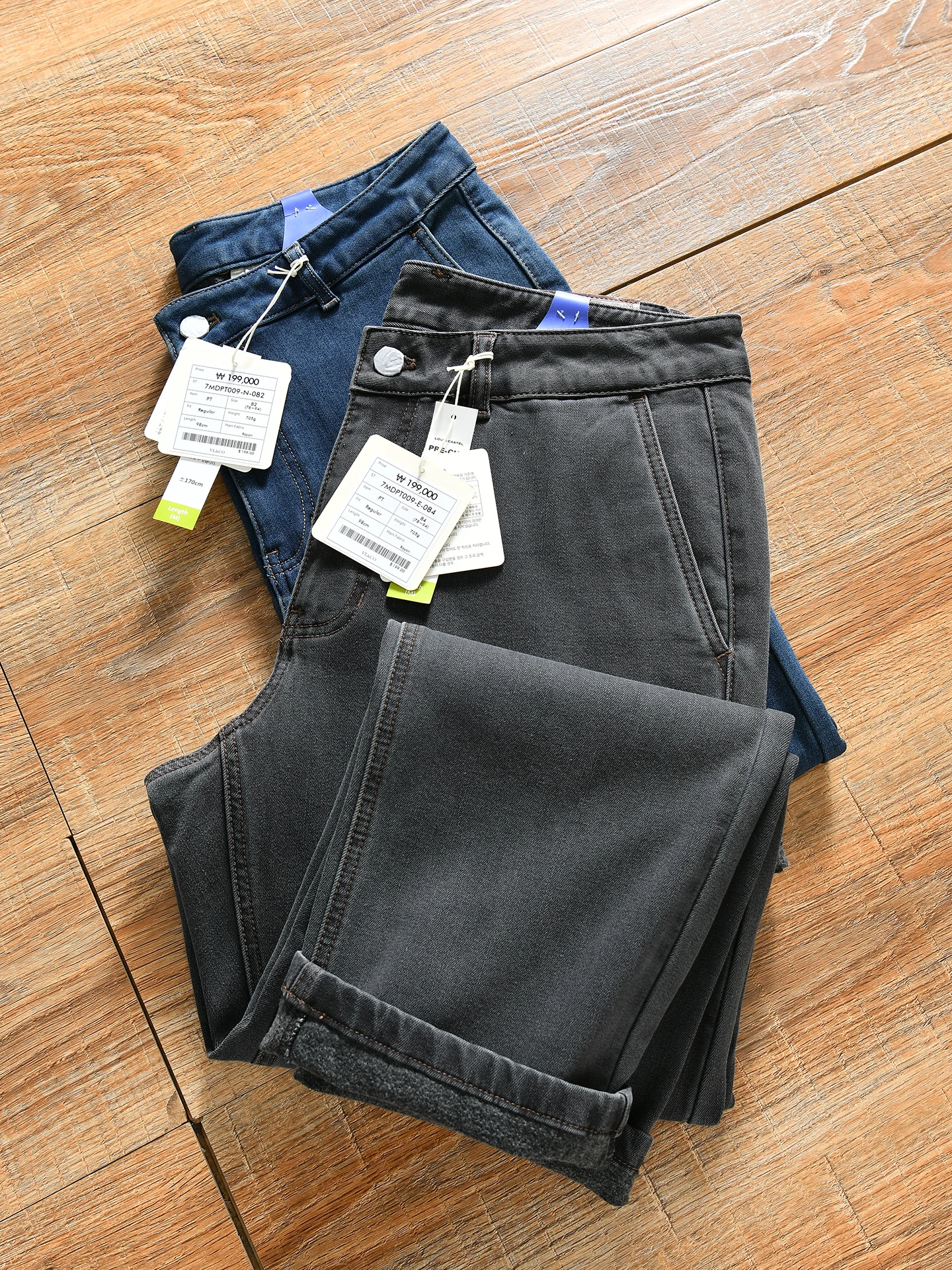 

Men's Fashionable Casual Straight Leg Jeans Single Fleece Warm Elastic Comfortable Autumn Winter Low Waist Zipper Fly C...