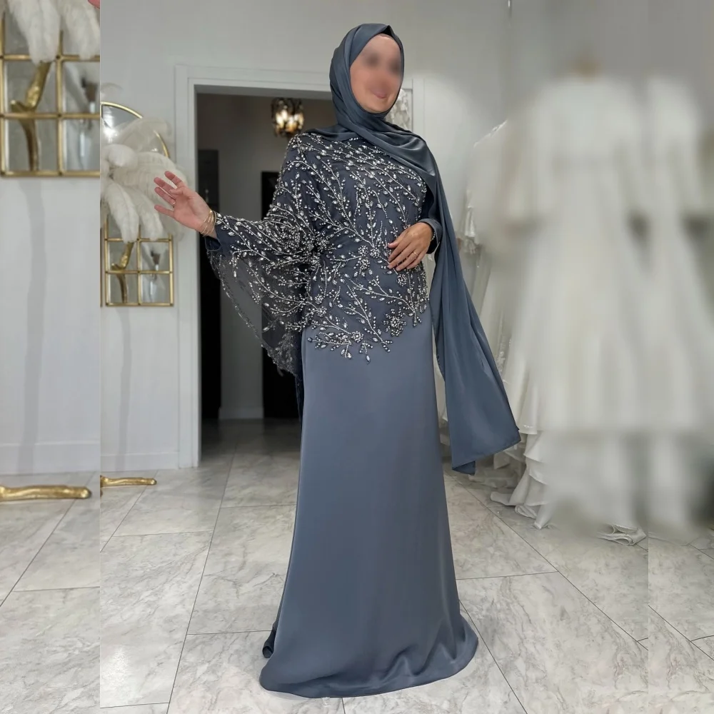 Maßgeschneiderte Charmeuse Strass Trompete Lange Kleider Maßgeschneiderte Anlässe Klassisch Hochwertiger Luxus Abend Frau Elegante Party