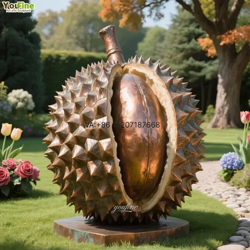Wmwmnu Unique Garden Art Casting Tropical Bronze Durian Fruit Statue for Outdoor Yard Decor Sculpture Ornament