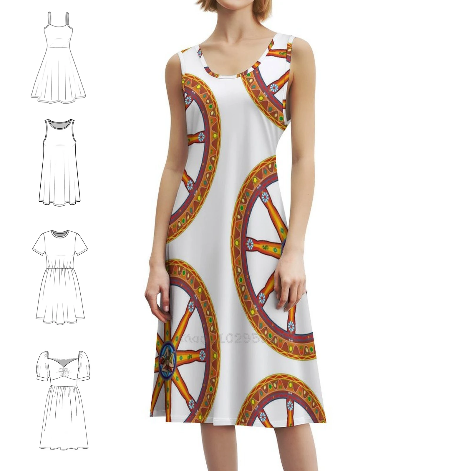 Sicilia Ruota Del Carretto Siciliano Abito Stile Coreano Per Donna Abito Casual Elegante Per Feste O Abbigliamento Quotidiano Sicilia Ruota