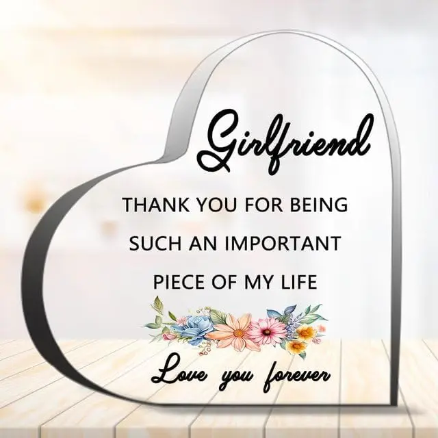 Acrylic Heart Keepsake - Girlfriend Thank You For Being Such An Important Piece Of My Life Gifts For Mom Sister Friend Home Desk Decor Ornaments Gifts Acrylic Heart Keepsake