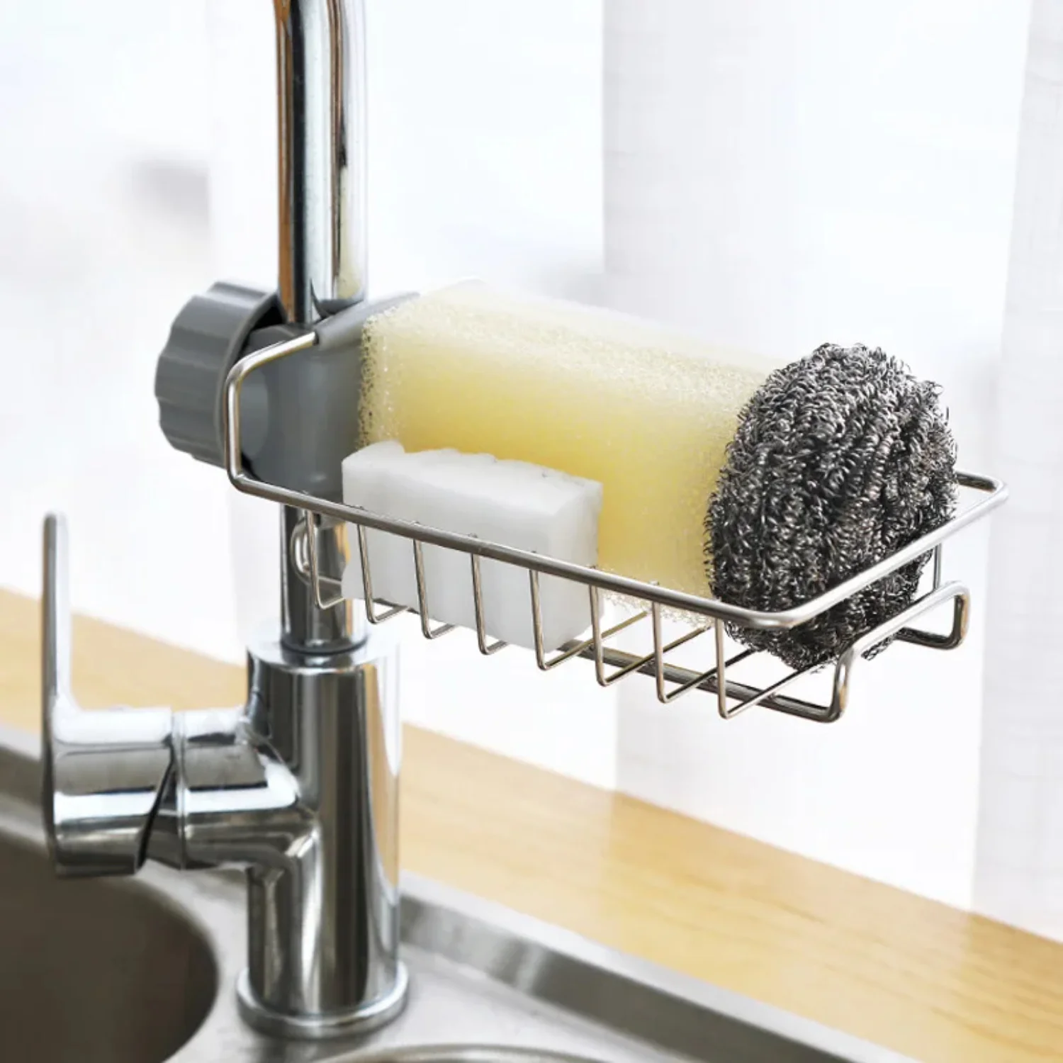 Stainless Steel Sink Drain Rack Sponge  Faucet Holder Soap Drainer Towel Rack Shelf Organizer  Accessories