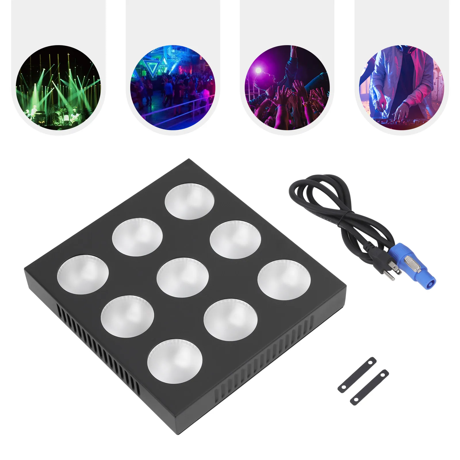 مصباح مسرح مستطيل من سبائك الألومنيوم، أسود 9 * 12W RGBW LEDs أضواء ذاتية الدفع لحفلات الزفاف وحفلات أعياد الميلاد #4
