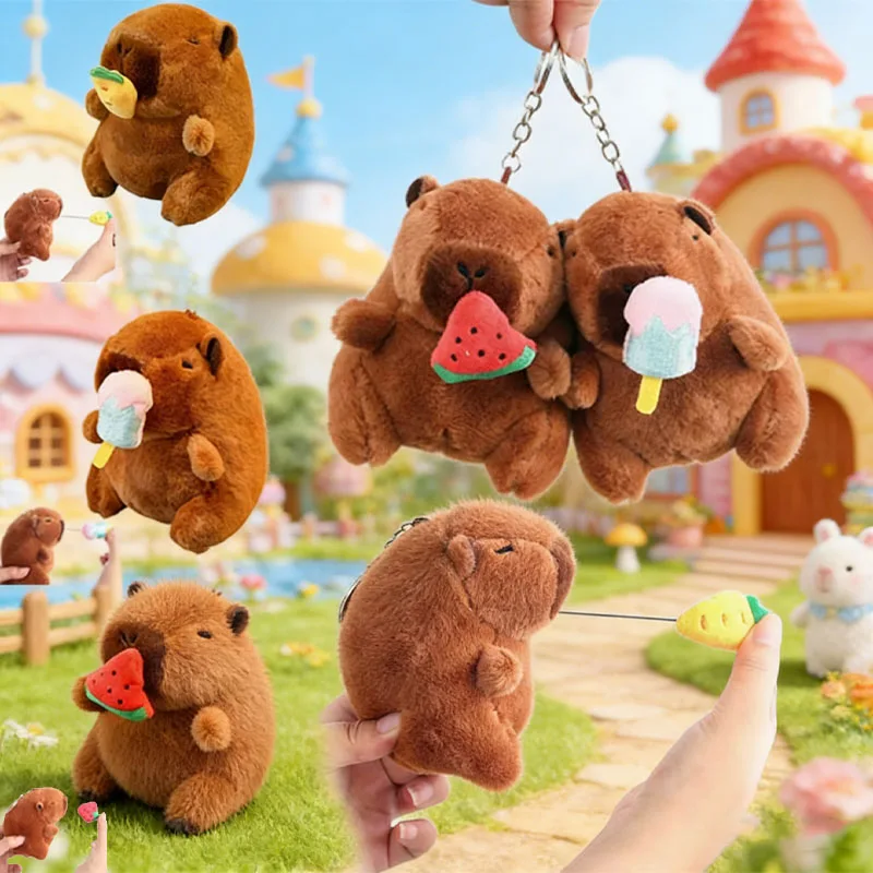 

Funny Sneezing Capybara Plush Keychain Cute Stuffed Animal Keyring Soft Plush Toy Bag Charm for Backpack Decoration