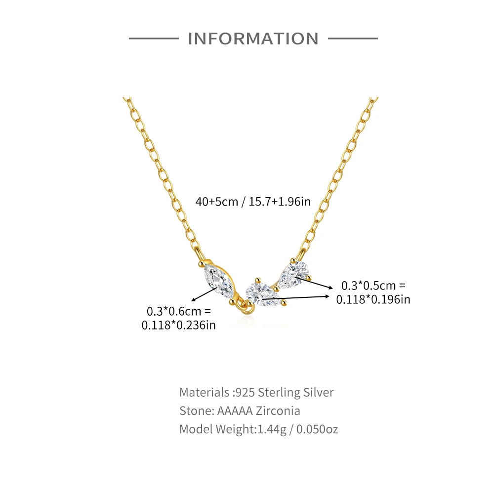 CANNER S925 Sterling Silver  Gold Cross Zircon Pendant Necklaces For Women Girls Necklace Chains Jewelry Gifts Collares подвеска