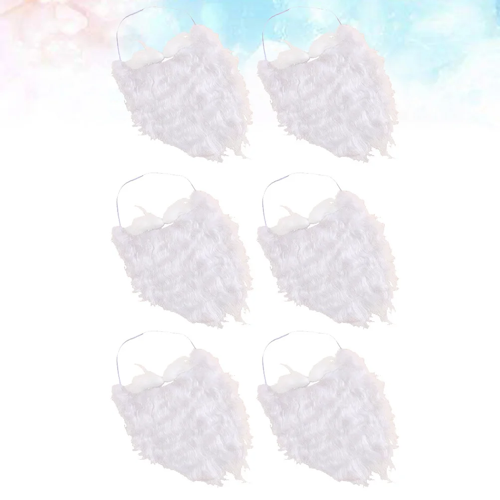 

6pcs Santa Party Facial Hair Beard Fake Beard Party Facial Hair Props For Festival Christmas Role Playing Gathering White