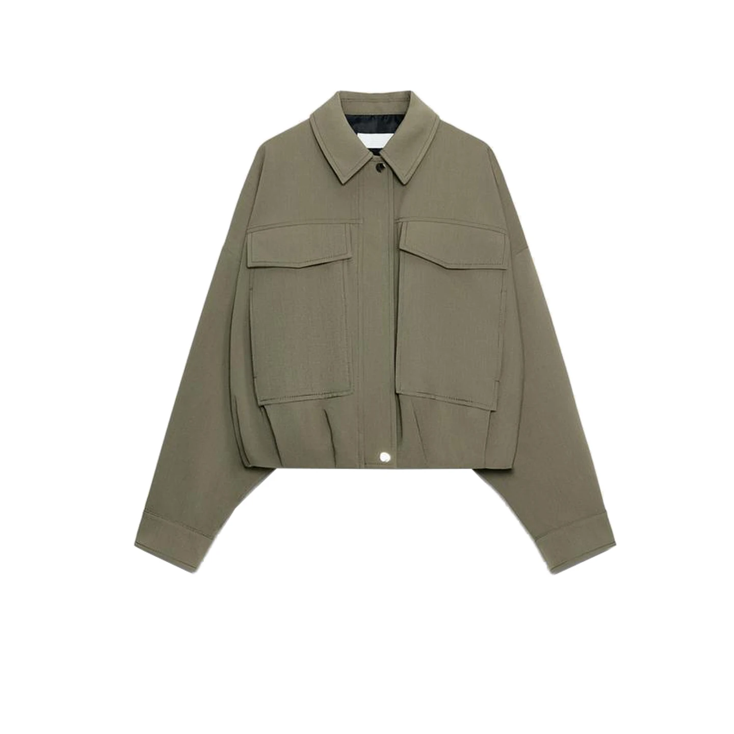 가을 겨울 신상 여성 캐주얼 아메리칸 스타일 파일럿 재킷 롱 슬리브 플리츠 밑단 루즈핏 폴리에스터 코트