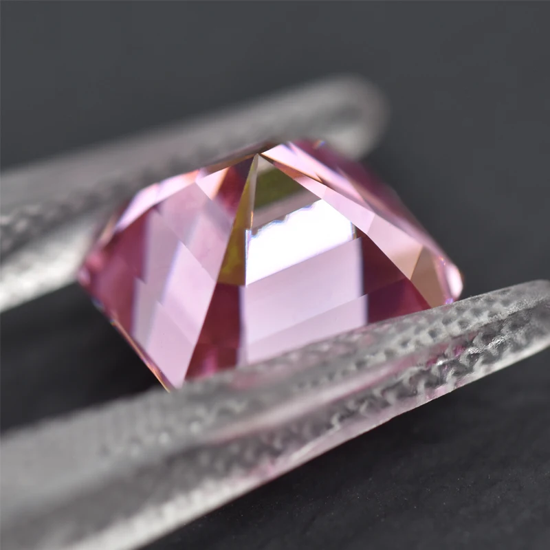 Moissanite Loose Stone Sakura Pink Color Asscher Cut Lab Grown Diamond for Advanced Jewelry Making Material with GRA Certificate