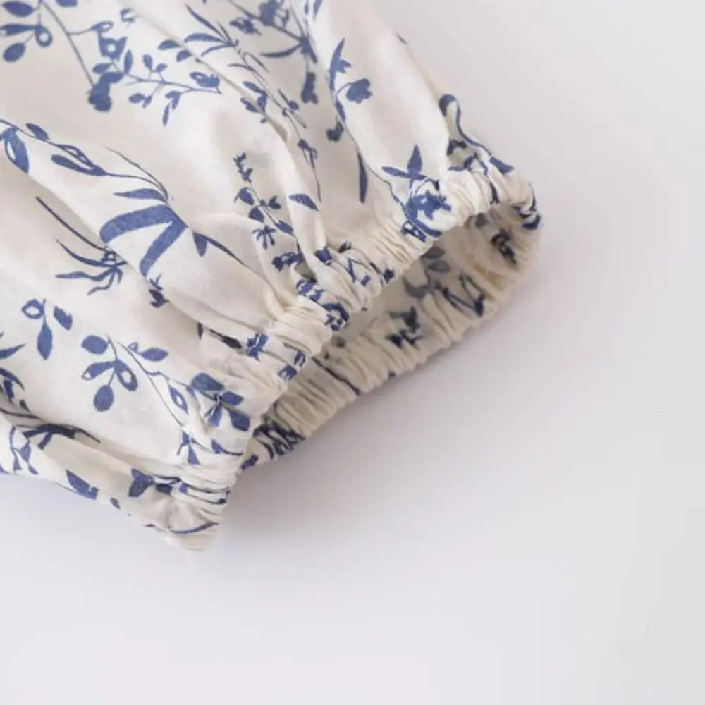 

Korean Style Sweet Puff Sleeve Blouse Loose Ins Floral Blouse Retro Casual Cardigan Shirt Women Streetwear