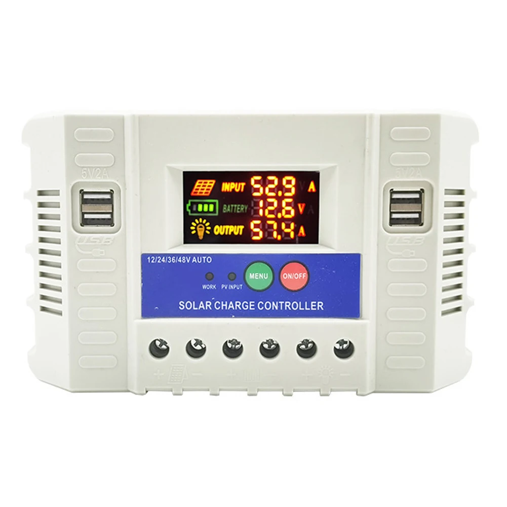 12 فولت/24 فولت الشمسية جهاز التحكم في الشحن 10A/20A/30A/40A/50A/60A 4-USB مخرجات شاشة الكريستال السائل لوحة طاقة شمسية منظم بطارية الرصاص الحمضية #6