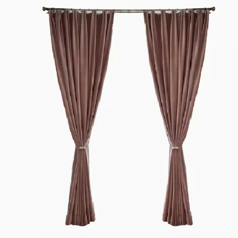 Luxury Pink Velvet Curtains for The Living Room Ready-Made Thick Blackout Curtain for Wedding Party Cortina Rideaux High Shading