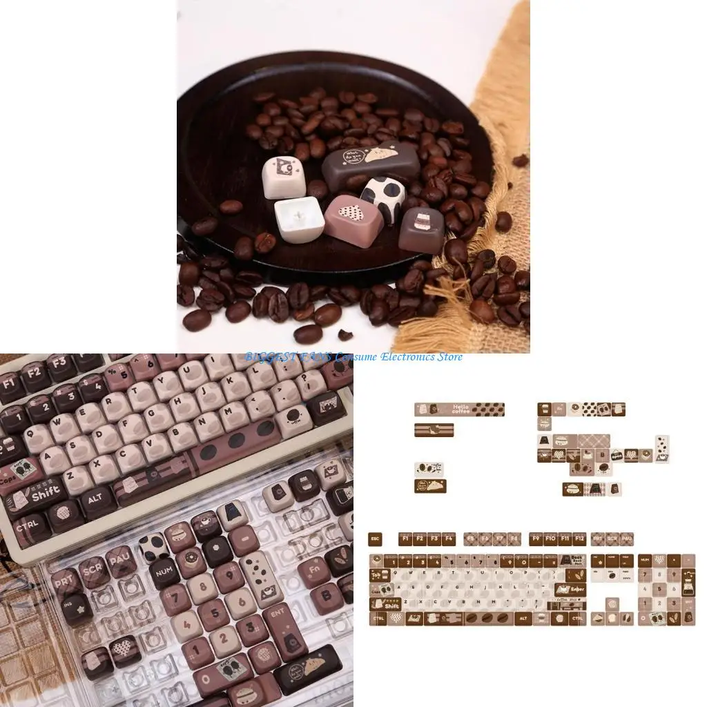 

PBT Keycap 131 Keys MOA Height Cartoon Coffee Bean Mechanical Keyboard Keycaps