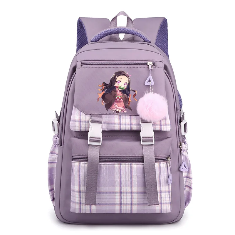 Anime demon slayer mochila para menina menino anime impresso bookbag adolescente crianças bookbag saco de lazer feminino estudante