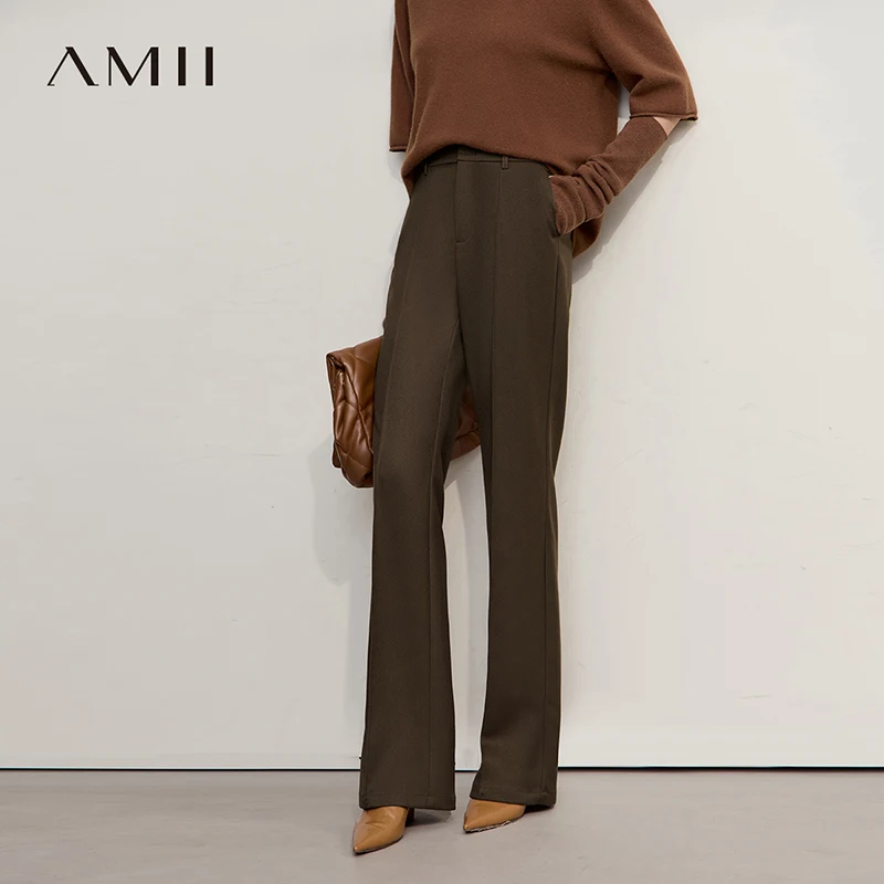 Amii minimaliste femmes pantalons 2025 hiver nouveau trajet polyvalent femme vêtements décontracté couleur unie pantalon droit 12544139