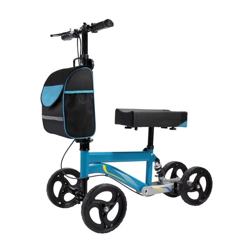 Lightweight steerable knee scooter with basket-folding 4-leg knee walker for mobility aids for the disabled
