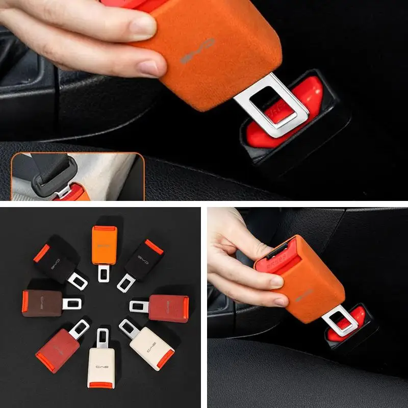 2Pcs Suede Seat Belt Buckle Extender For BYD Atto 3 Seal Dolphin Han Tang Song Yuan Thickened Safety Belt Extension Accessory