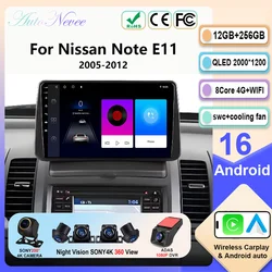For Nissan Note E11 2005-2012 Android 16 Car Radio GPS Navigation Stereo Multimedia Video Player Head Unit 4G WiFi No 2DIN DVD