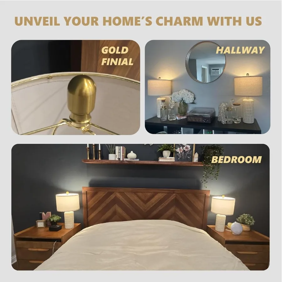 Lampade da tavolo moderne in ceramica piccole da 20,75 pollici, set di 2 lampade da comodino bianche per camera da letto, comodini, decorazioni per scrivania in fattoria, regalo Nig