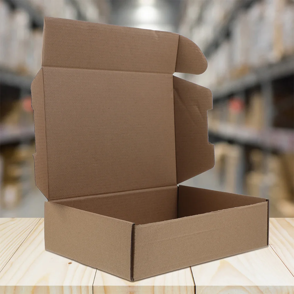 10 Pcs Carton Glassware Packing Boxes Brown Shipping Corrugated Cardboard Small Mailing Shoe Square Flat Boxesmailing Paper