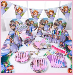 Disney Princess Sofia Girl Birthday Party Decoration Flag Gift Bags Baby Shower Backdrop Sofia Foil Balloons DIY Decor Supplies