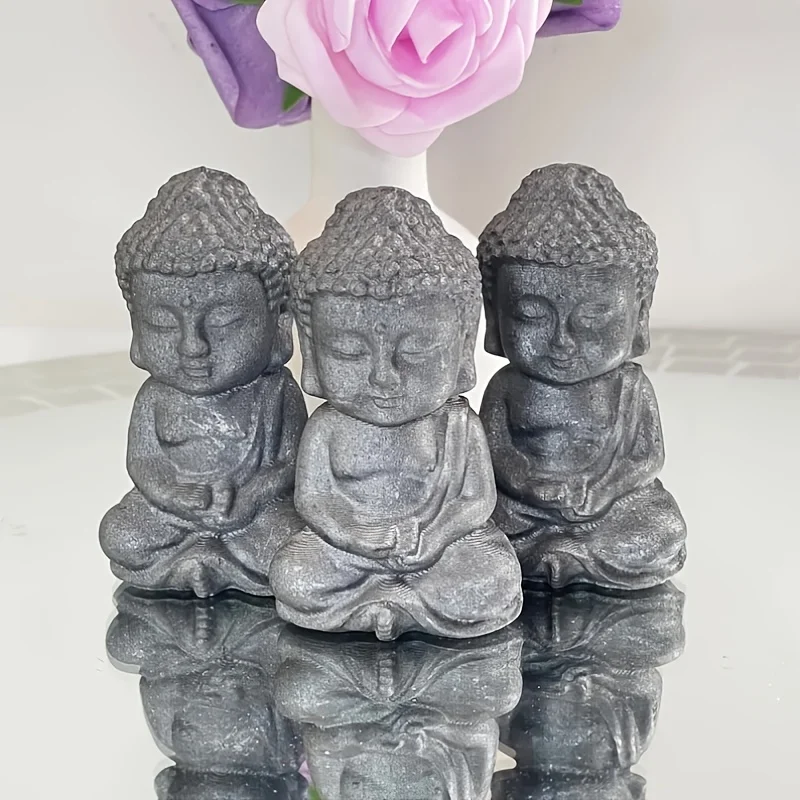 Natural Black Shungite Statue - Buddha Figurine - Shungite Buddha Crystal Carving, Perfect for Desk Decor & Gifts  Home Decor