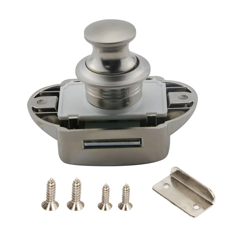 Round Push Type for lock for rv Boat Cabinets Pearl Nickel Finish ABS 7.8 x 6.5cm 26mm Cutout 16-18mm Panel Fit