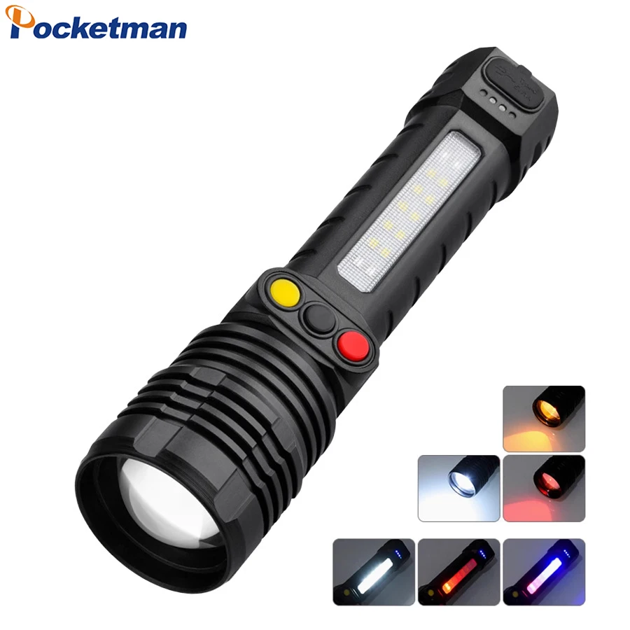 

Multi-functional Flashlight Aluminum Alloy Life-saving Signal Light USB Rechargeable Flashlights Outdoor Waterproof Torch