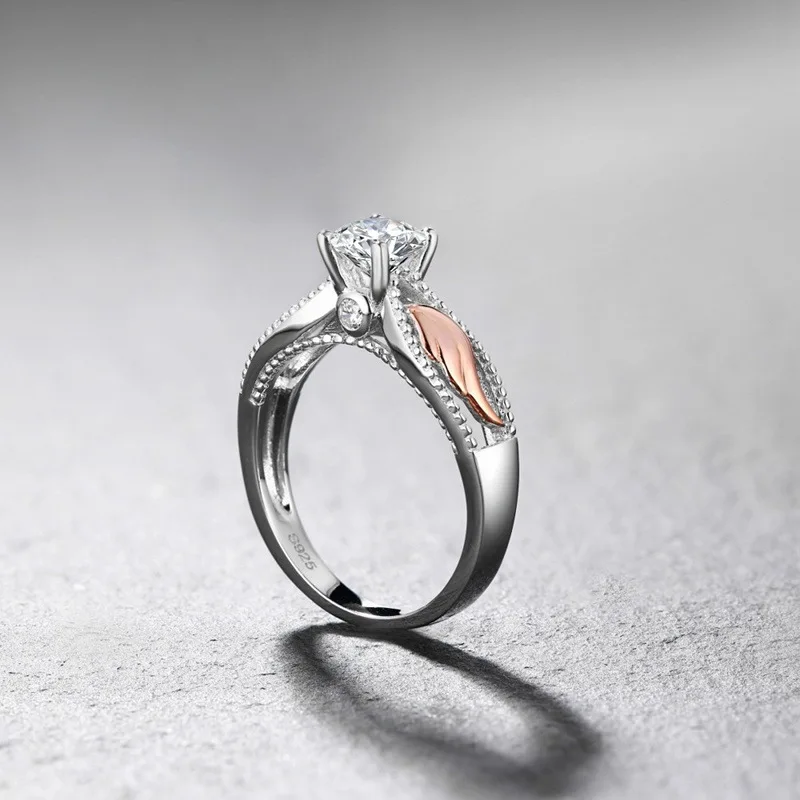 Explosions Angel Wing Ring Gold Color For Women Cubic Zircon Metal Wedding Rings Trend Jewelry Birthday Gift Wholesale Size 6-11