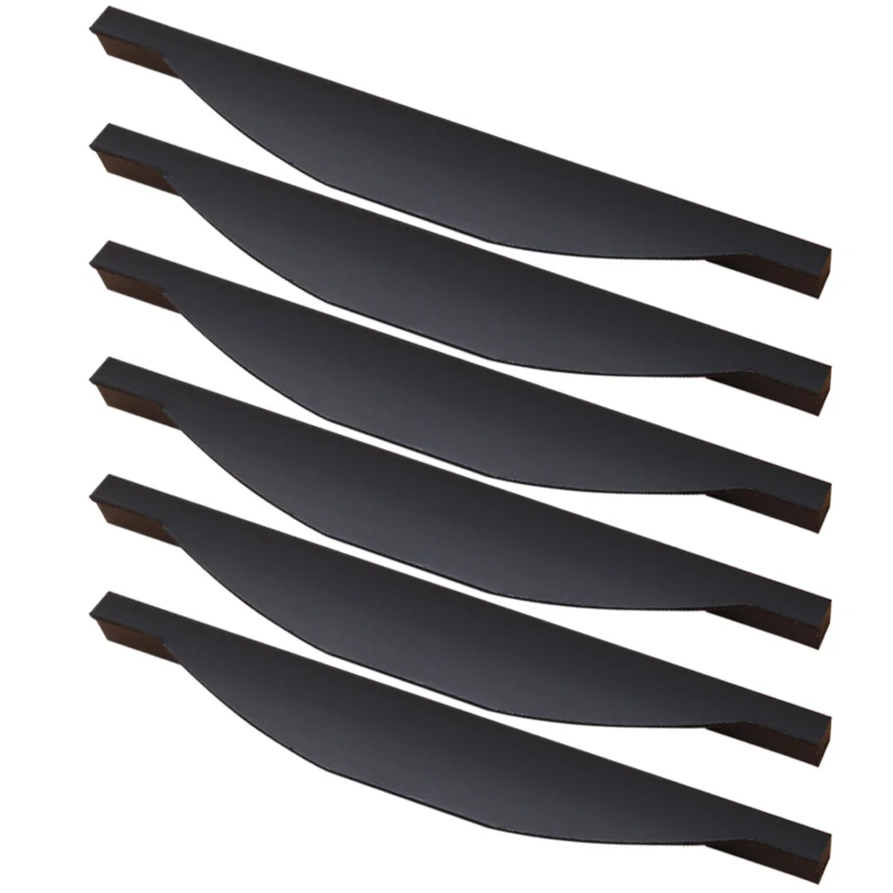 

6pcs Black Drawer Pull Handle Aluminum Alloy Smooth Edge Design For Kitchen Cabinet Wardrobe Cupboard Furniture Cabinet Handles