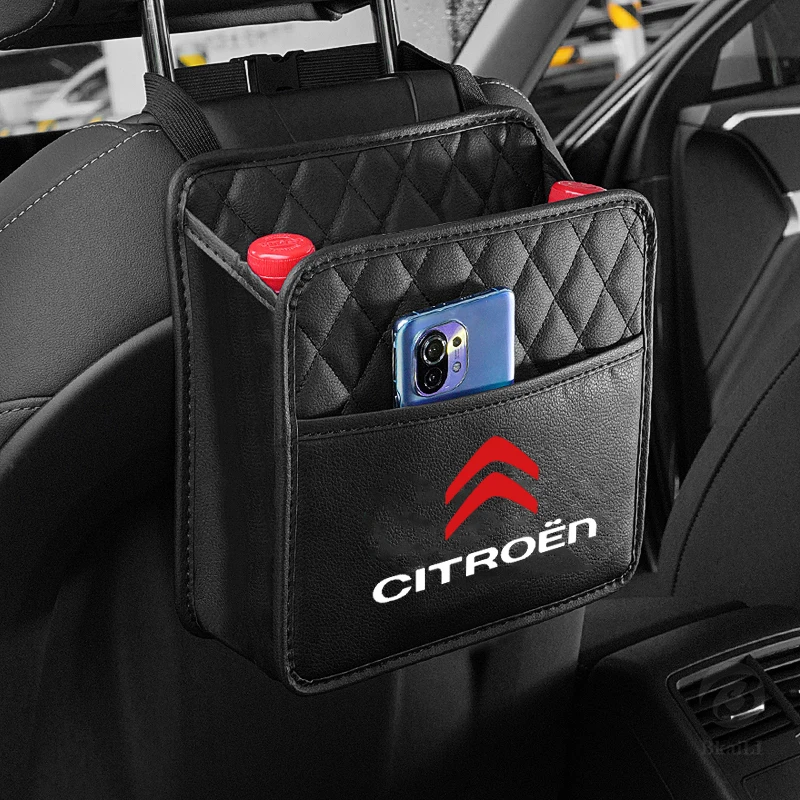حقيبة تخزين للمقعد الخلفي للسيارة من الجلد المقاوم للماء ، حقيبة قمامة داخلية ، سيتروين C1 ، C2 ، C4L ، VTS ، بليو ، C5 DS