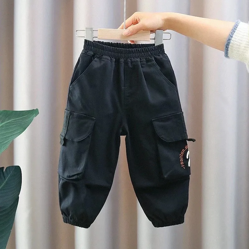 Boys' Pants Spring and Autumn New Collection Children's Baby Casual Pocket Cargo Pants Trouser