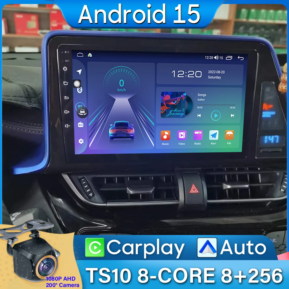 Car Radio Carplay For Toyota CHR C-HR 2016 2017 2018 2019 Navigation GPS Android Auto Stereo Android 15 Video 2K BT 4G No 2din