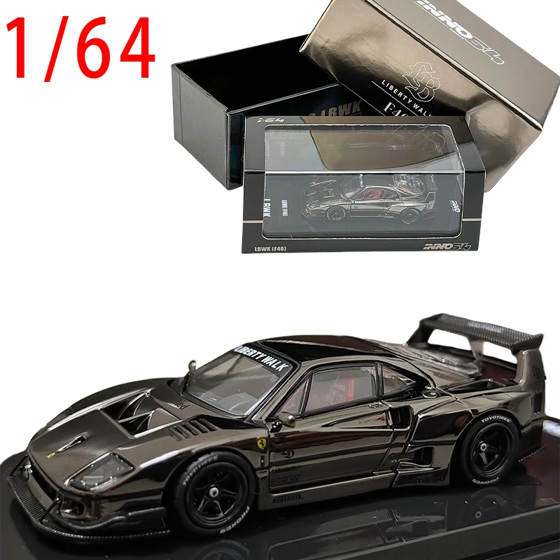 

INNO Diecast 1/64 Scale Ferrari Alloy Car Model Ferrari LBWK F40 Chrome Black Play Vehicles Toys for Boys Gift in Stock