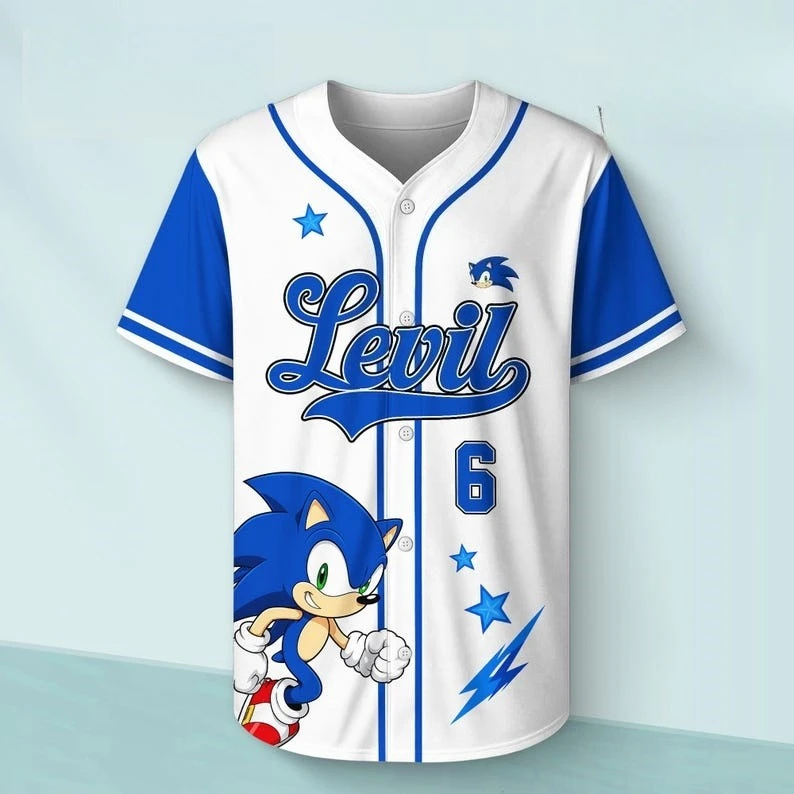 A Must-have for Anime Fans: Sonic 3D Printed Baseball T-shirt for Adults, Children, Daily Travel, Leisure Sports, Family Jerseys