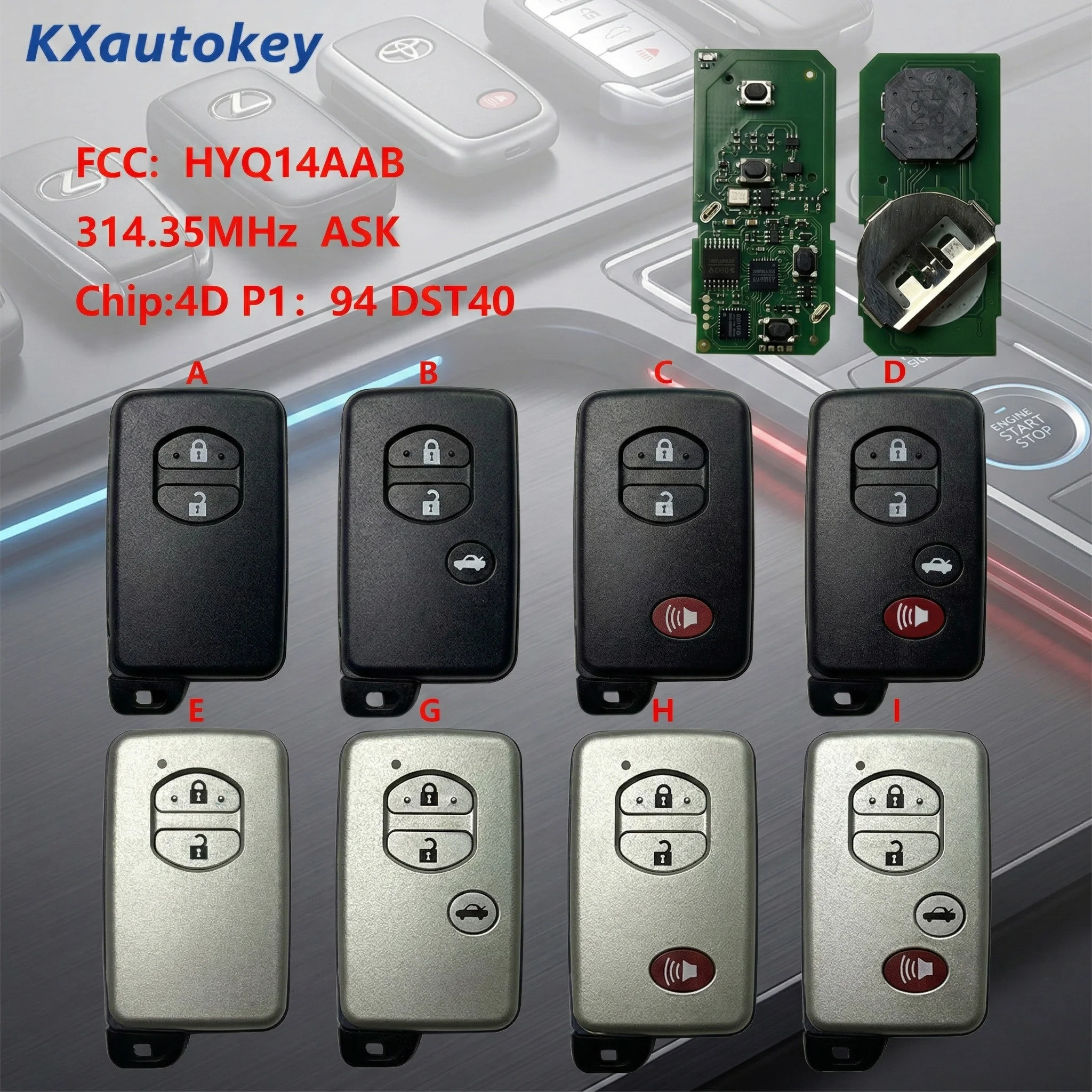 

KXK007068 Для Toyota Camry Avalon 2007+ FCC-HYQ14AAB Чип: 4D P1 94 DST40 4-кнопочный полный смарт-ключ с дистанционным управлением для Toyota