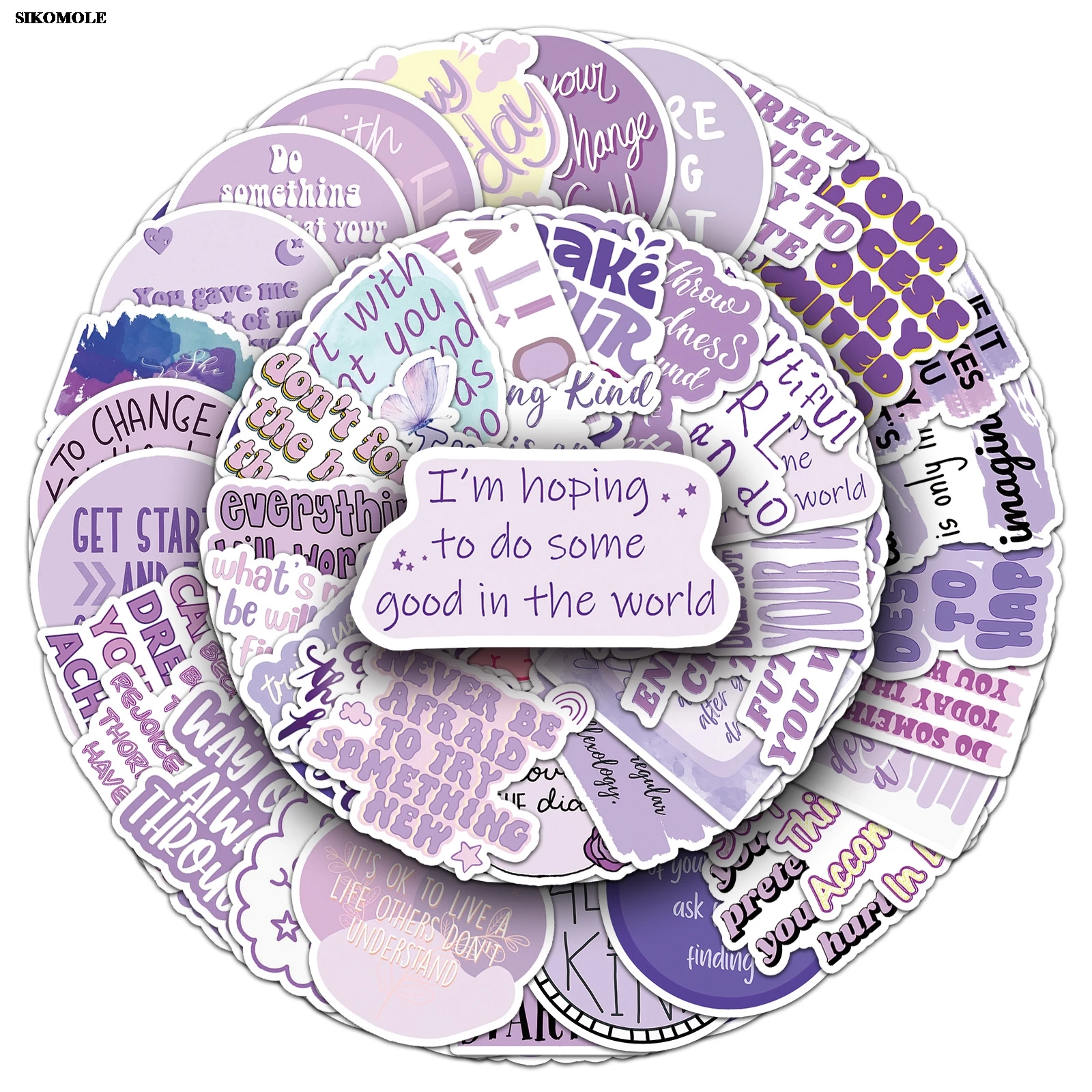 10/30/50pcs Purple Motivational English Phrases Stickers Inspirational Quotes DIY Laptop Luggage Suitcase Decal Graffiti Sticker