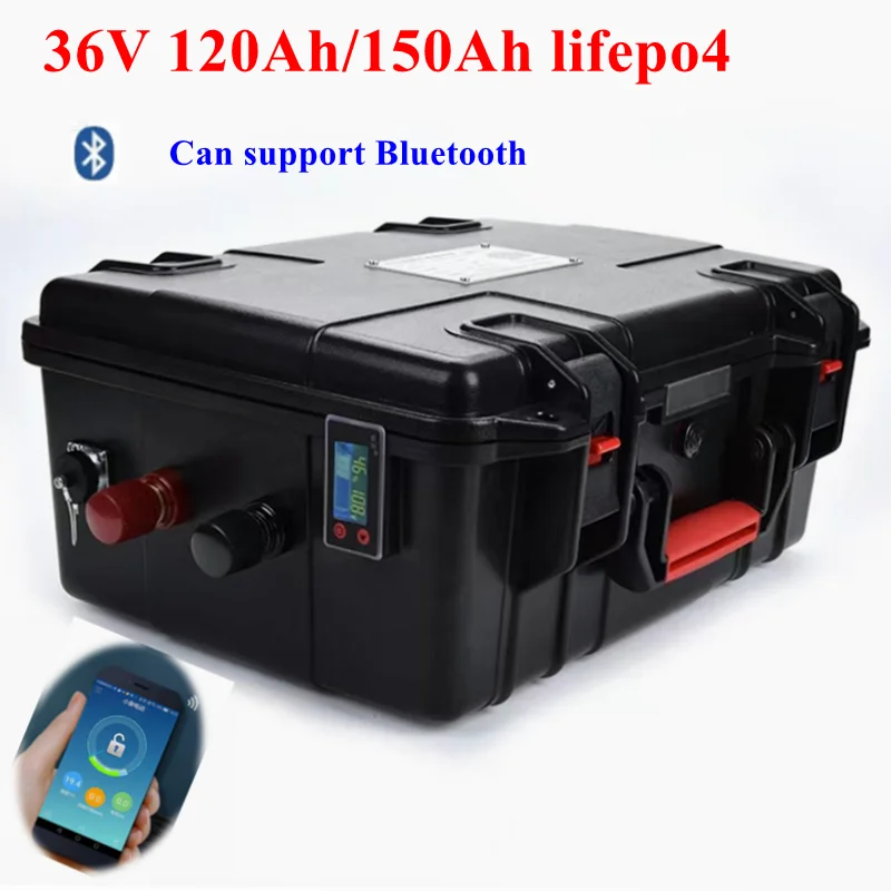 

36V 150AH lifepo4 36v 120Ah lifepo4 lithium battery bluetooth APP 12S BMS for 3000w go cart bike scooter boat +20A Charger