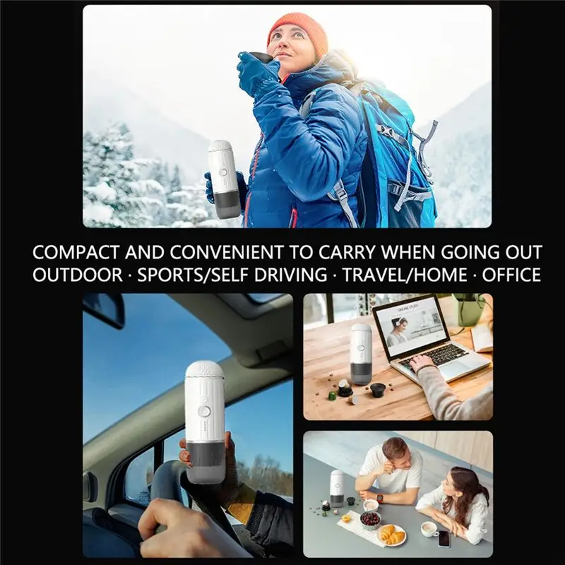 Removable Mini 2-In-1 Italian Capsule Coffee Machine Portable USB Compatible With Capsule & Ground Coffee Adjustable Strength