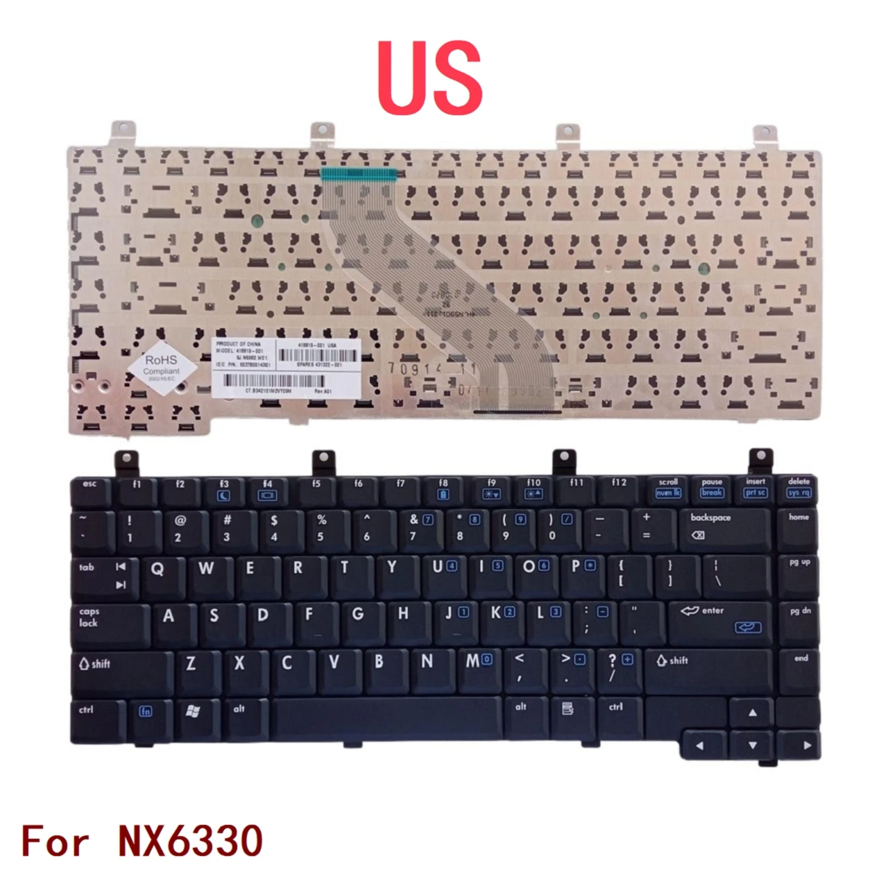 New US Laptop Keyboard For HP NX6330 Notebook PC Replacement 9J.N5982.W01 418819-001