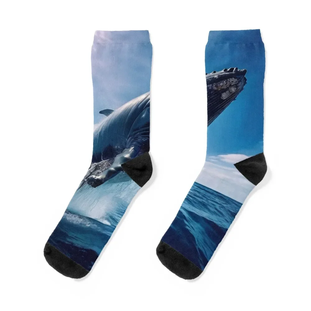 Les sauts acrobatiques des baleines à bosse Socks Stockings man christmas stocking luxe loose Socks For Girls Men's