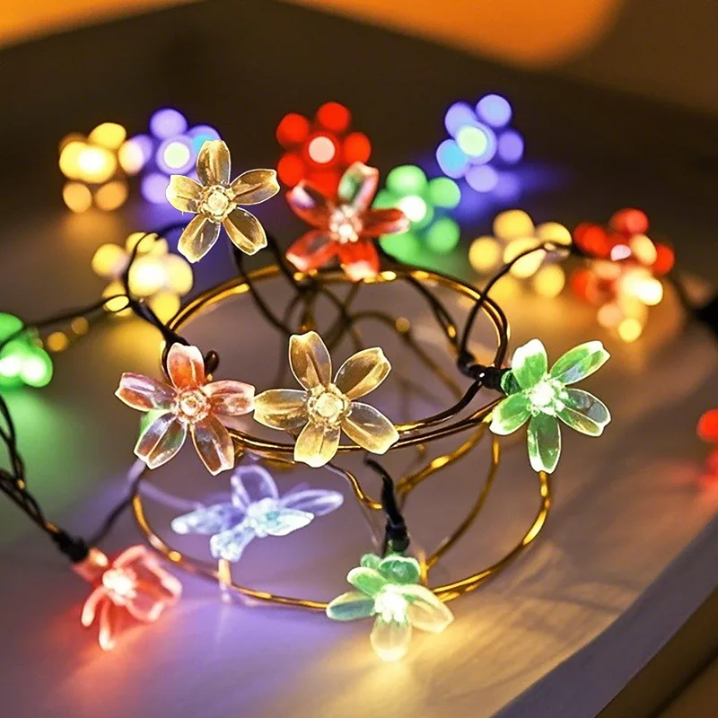 

5M 20LED Solar String Lights Outdoor Waterproof 8 Mode Solar Cherry Flower Light Garden Party Wedding Birthday Decoration