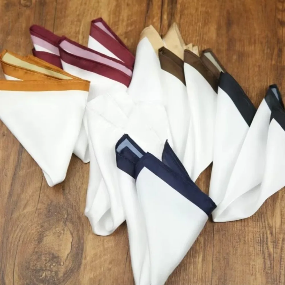 23*23cm Elegant Red Edges Pocket Square Solid Multi-color Party Mens Suits Pocket Wedding Groom Accessory for Groom